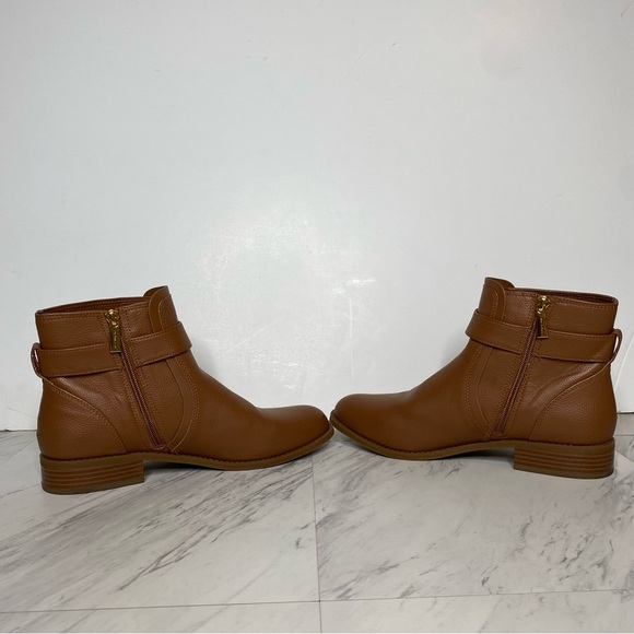 Michael Kors Jilly Brown Pebbled Faux Leather Bootie 9 1/2 M - Picture 5 of 14